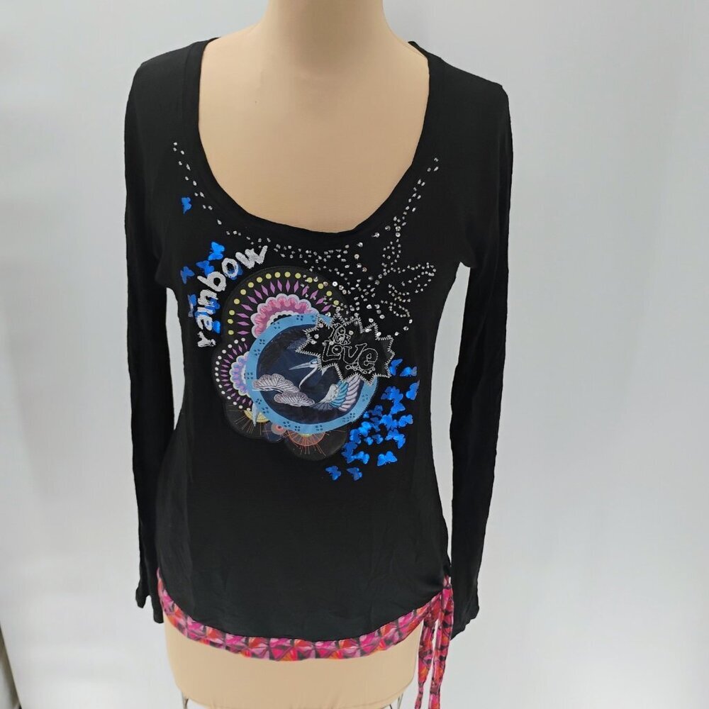 Black and Blue Women's Swim Top